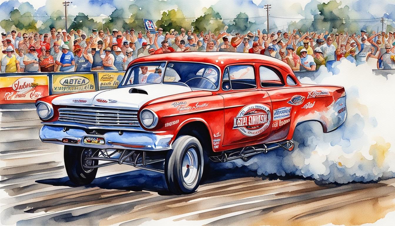 NHRA Gasser Car in Watercolor Style