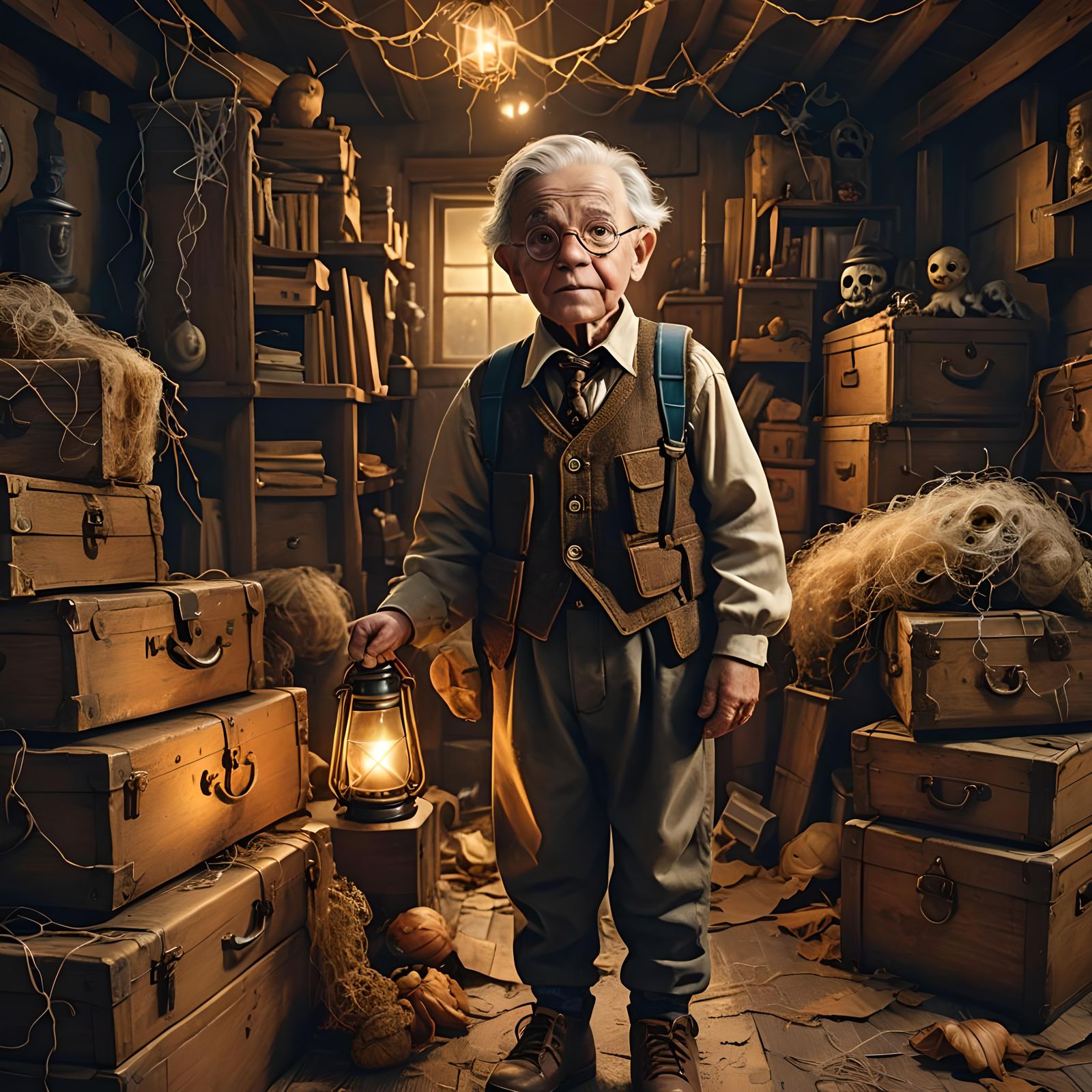 Kid Dressed as Grandpa for Halloween