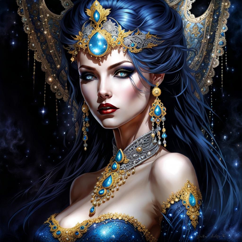 Gothic Mistress with Lace and Sparkles