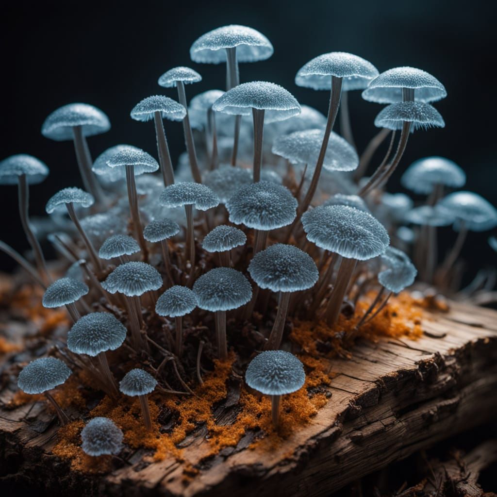 Encased Slime Mold: Hyperrealistic Macro Digital Art
