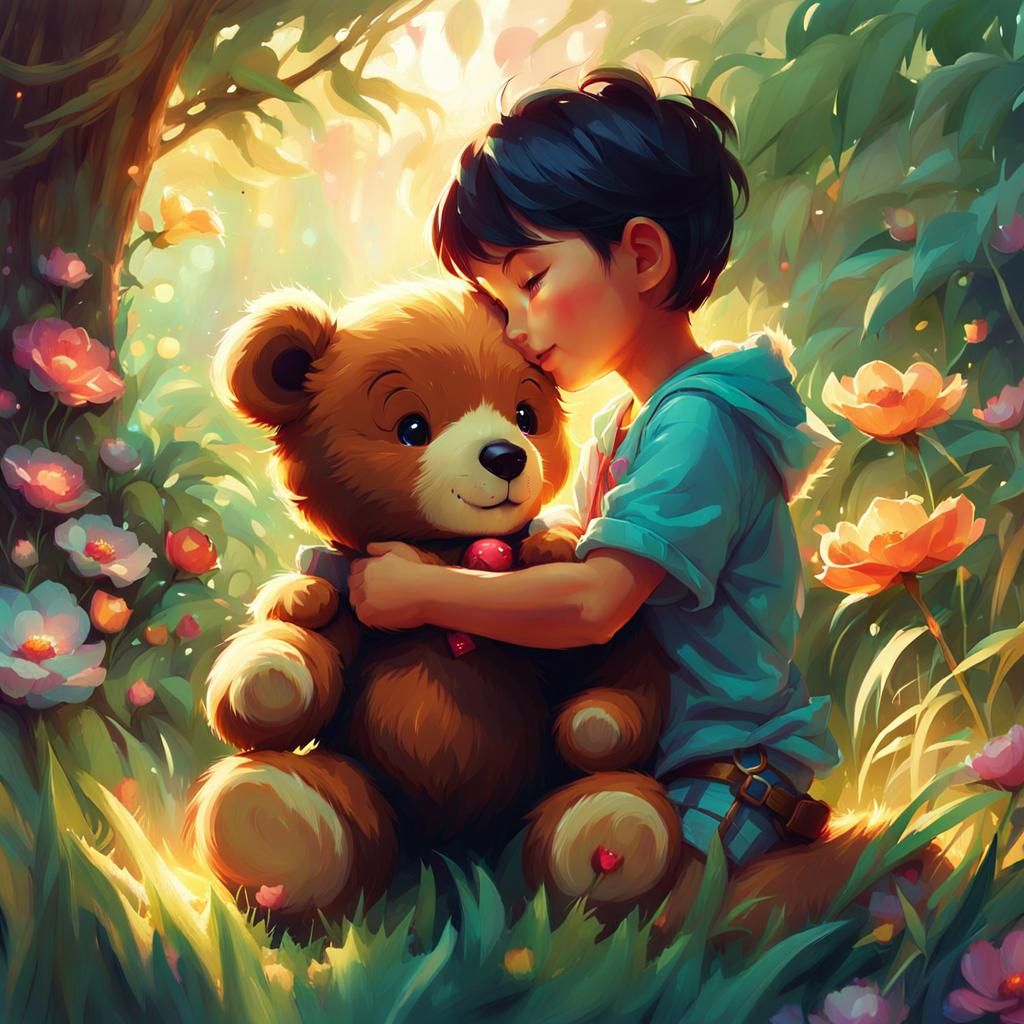 Teddy Bear's Summer Chronicle: A Digital Painting