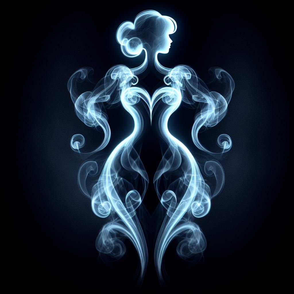 Ethereal Edwardian Silhouette in Bioluminescent Smoke
