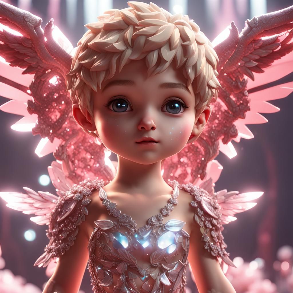 Crystallized Cupid in 3D Game Cinematic Style