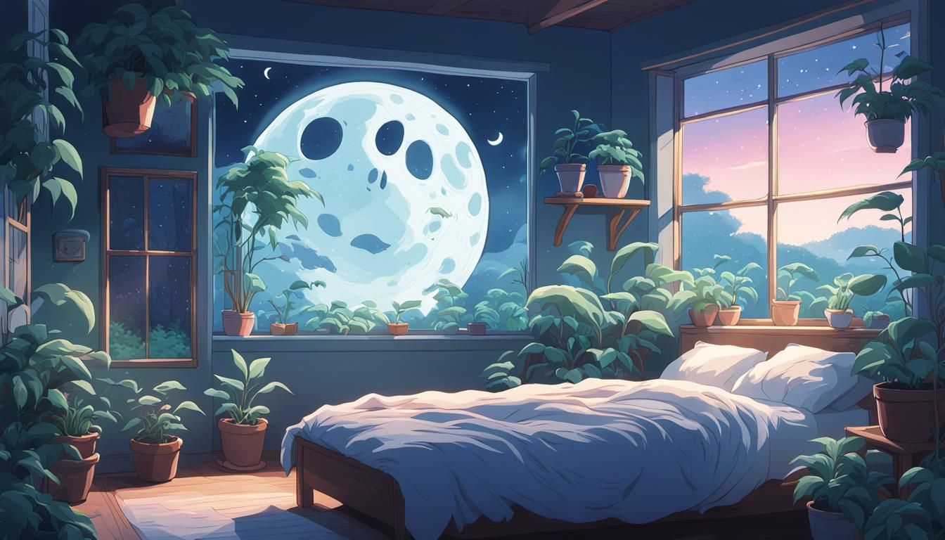 Cute Cartoon Ghost in Cozy Bedroom, Anime Style