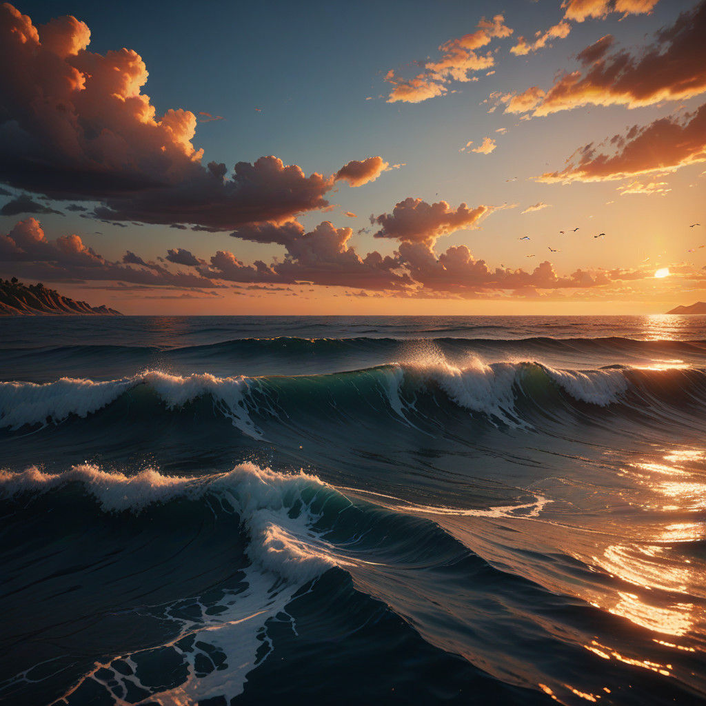 Floating Music Notes in a Sunset Serenade