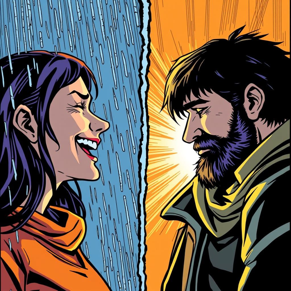 Contrasting Figures in Comic Book Style