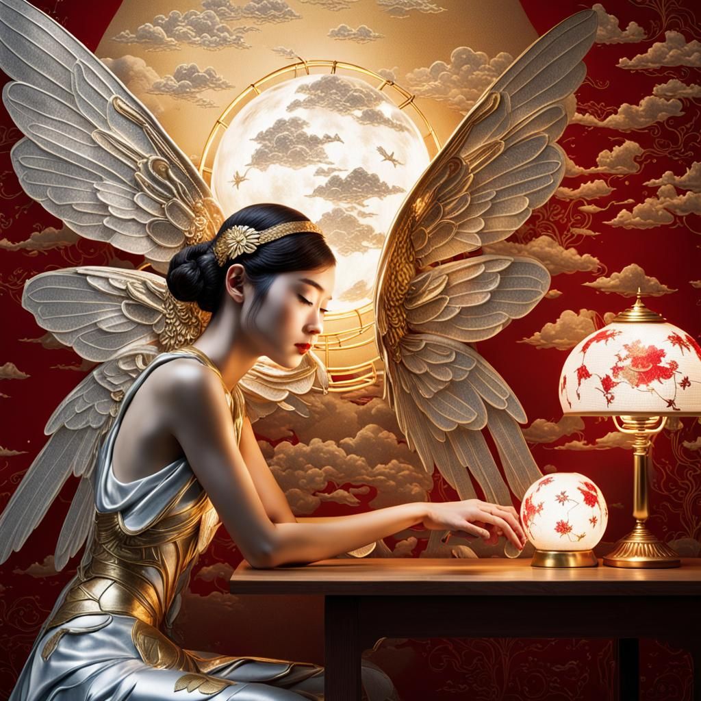 Celestial Cyborg Fairy in Oriental Nouveau Style