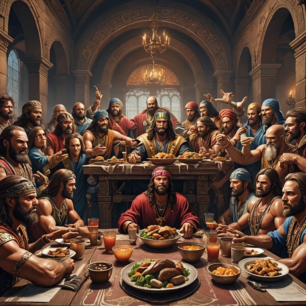 Macho Man in a Detailed Matte Painting