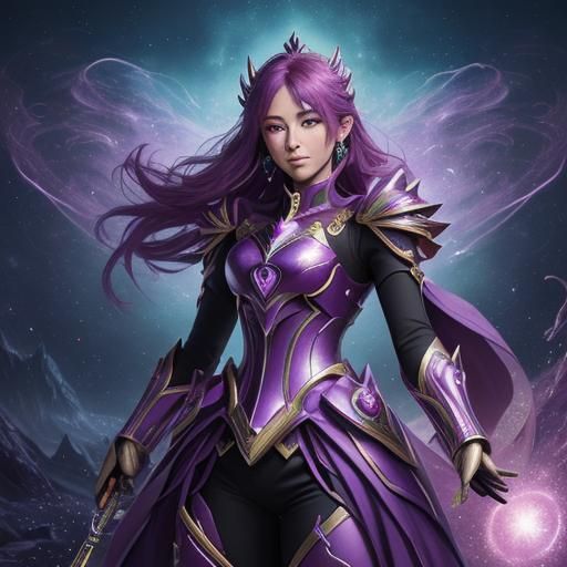 Magical Girl Relaxing in Galactic Nebula