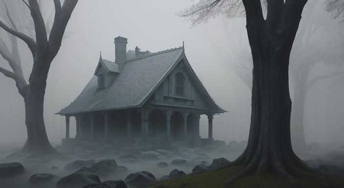 Ethereal Fantasy Figure in Misty Landscape