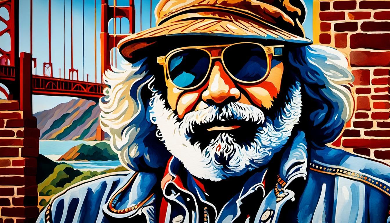 Jerry Garcia Pop Art Watercolor Mural Portrait