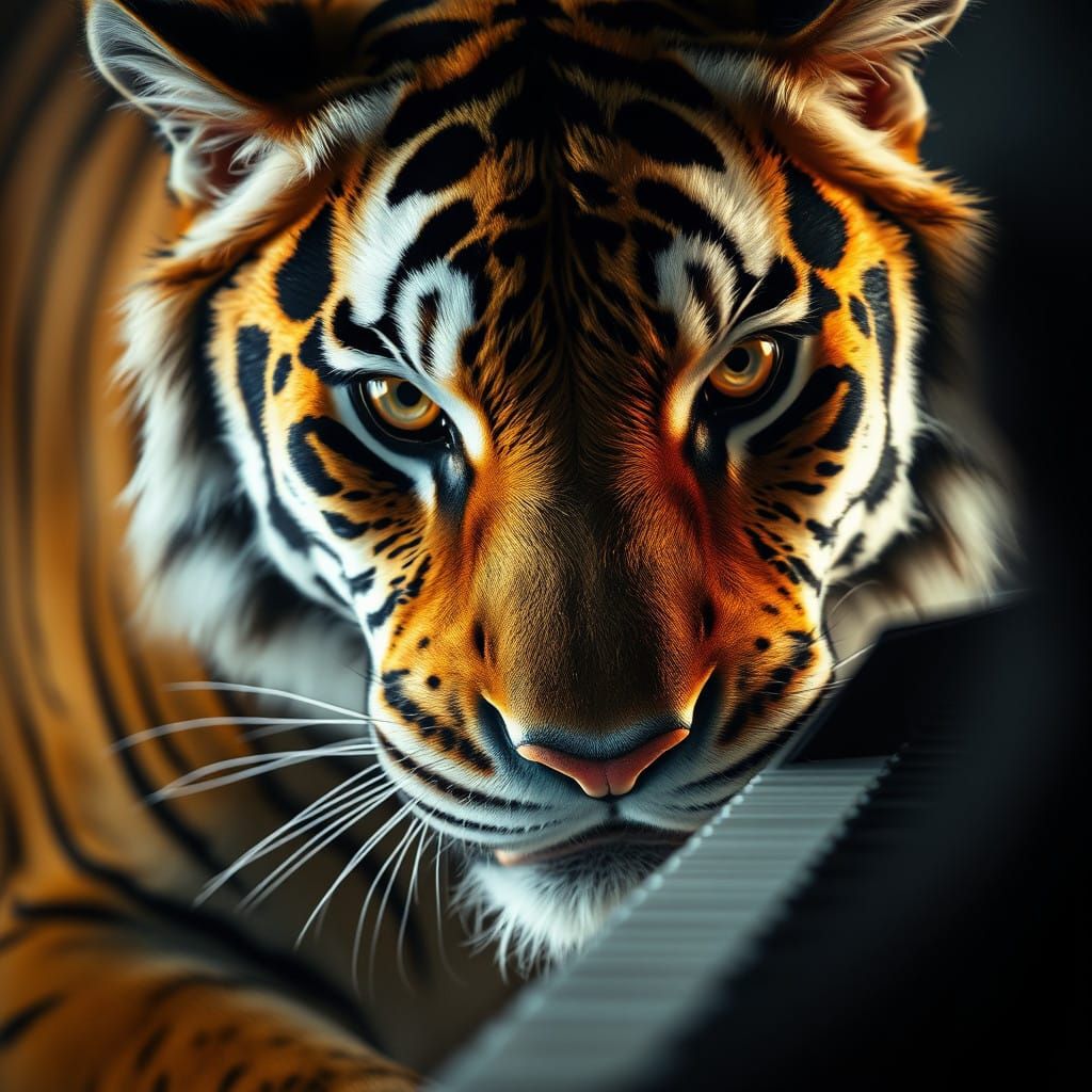 Tiger's Intense Gaze in Cinematic Close-up