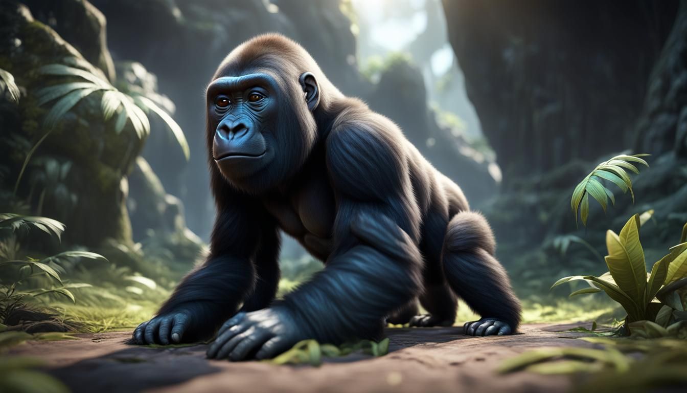 Baby Gorilla with Mother: 3D Game Cinematic