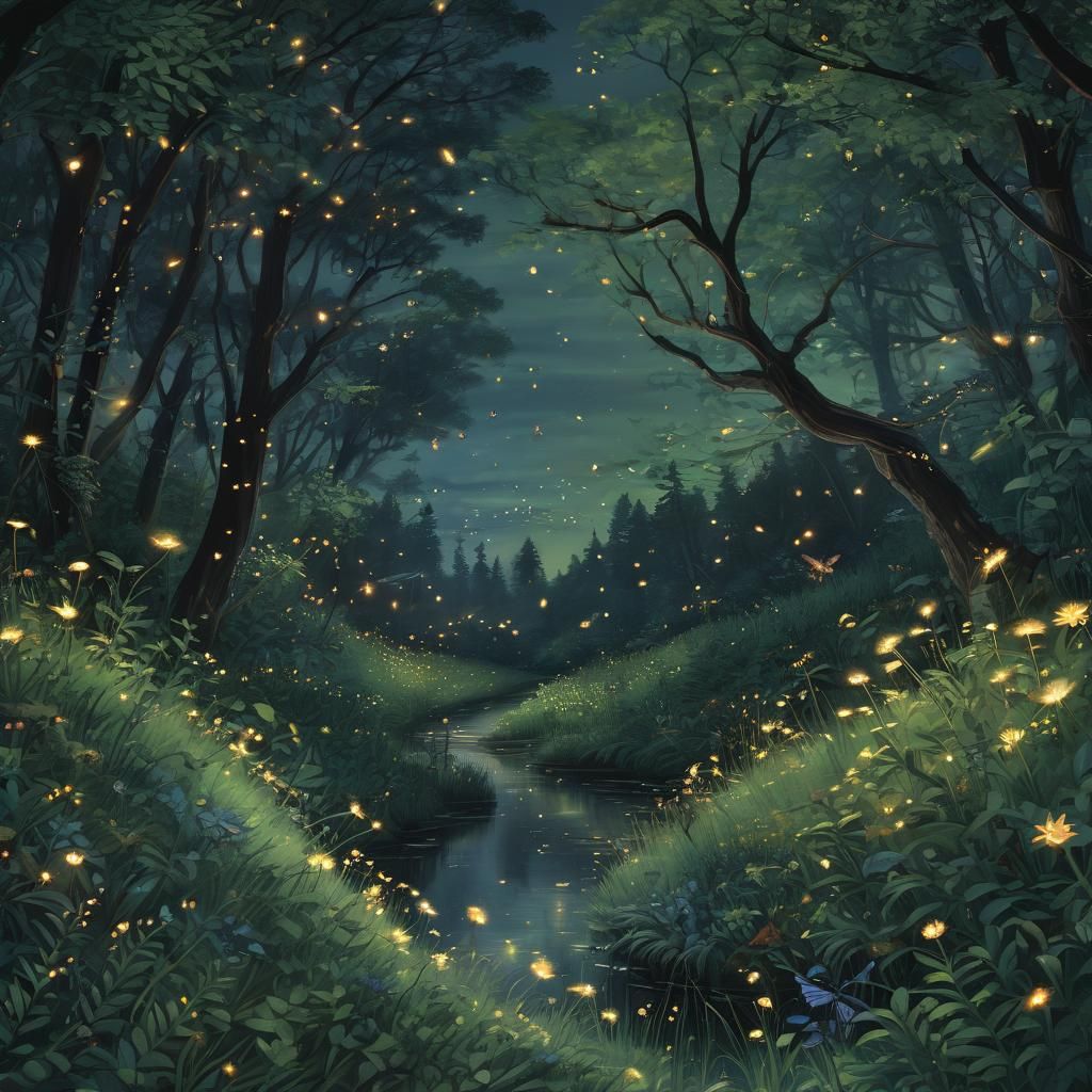 Enchanted Summer Night with Dancing Fireflies