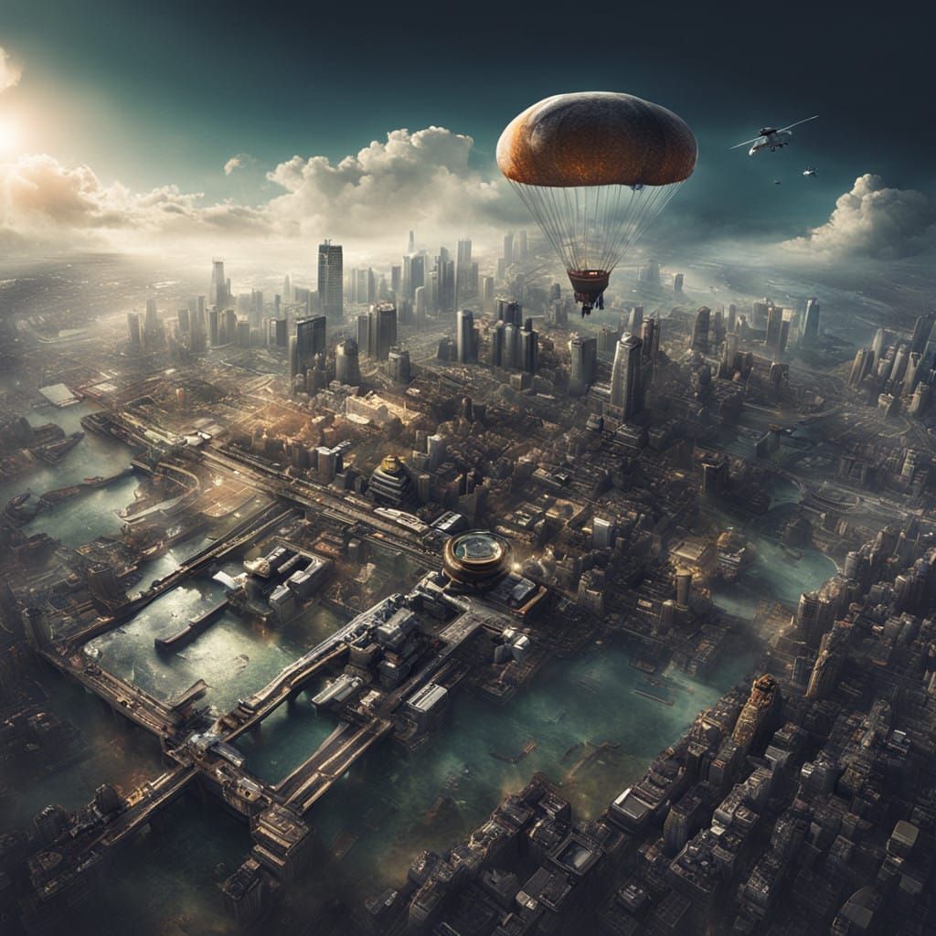 Cyberpunk Cityscape from Above