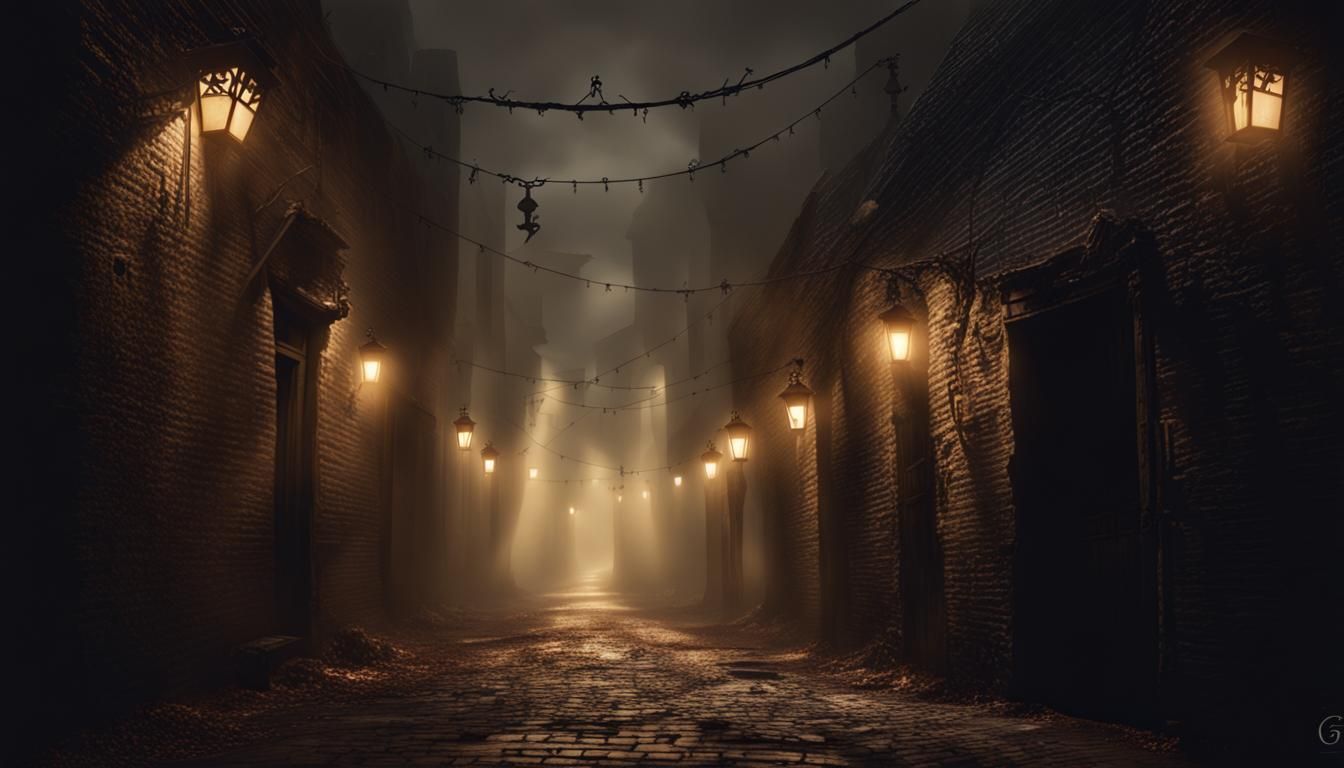 Mystical Alleyways at Night with Lantern Light
