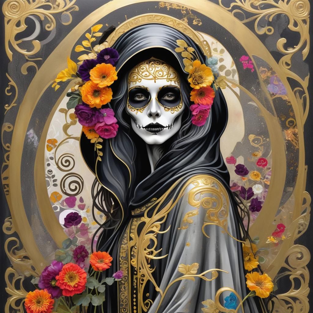 Art Nouveau Grim Reaper in Klimt Style