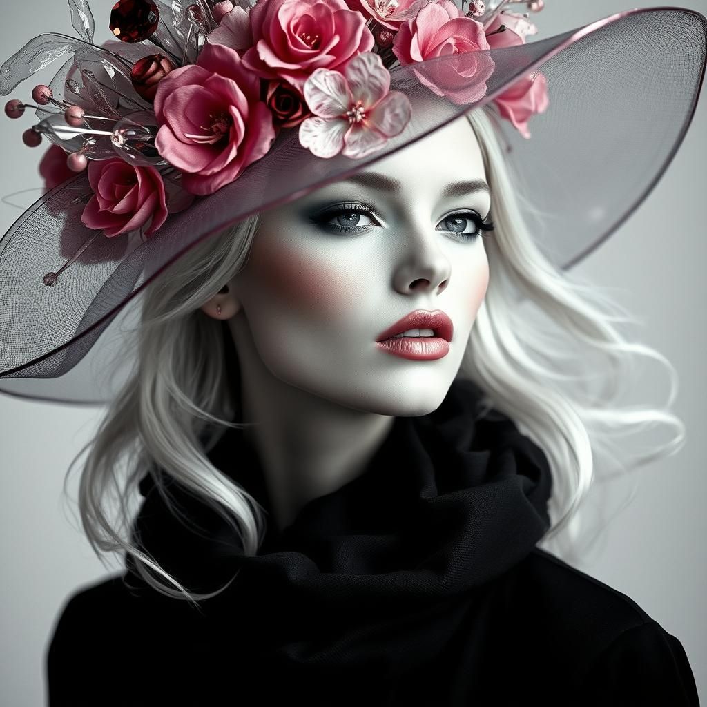 High Fashion Woman Portrait with Crystal Hat