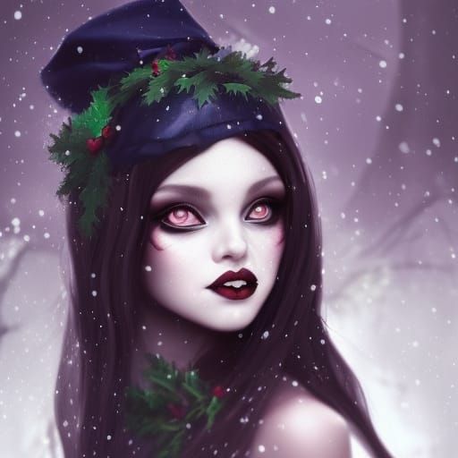 Happy goth girl at Christmas
