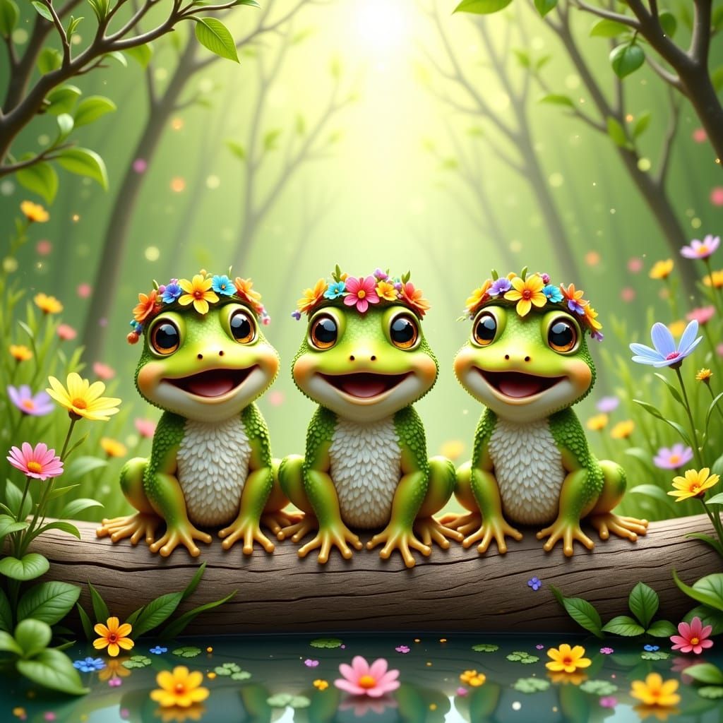 Whimsical Frogs in Watercolor Style