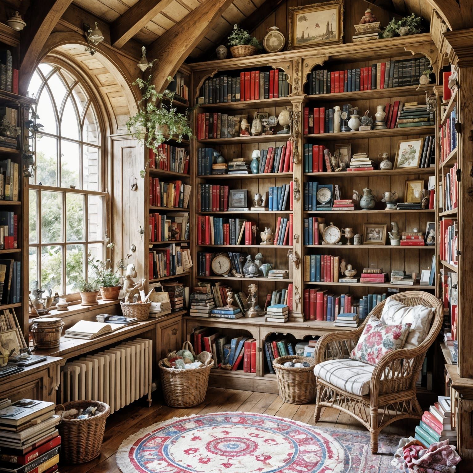 Quaint Library Illustration in Brambly Hedge Style