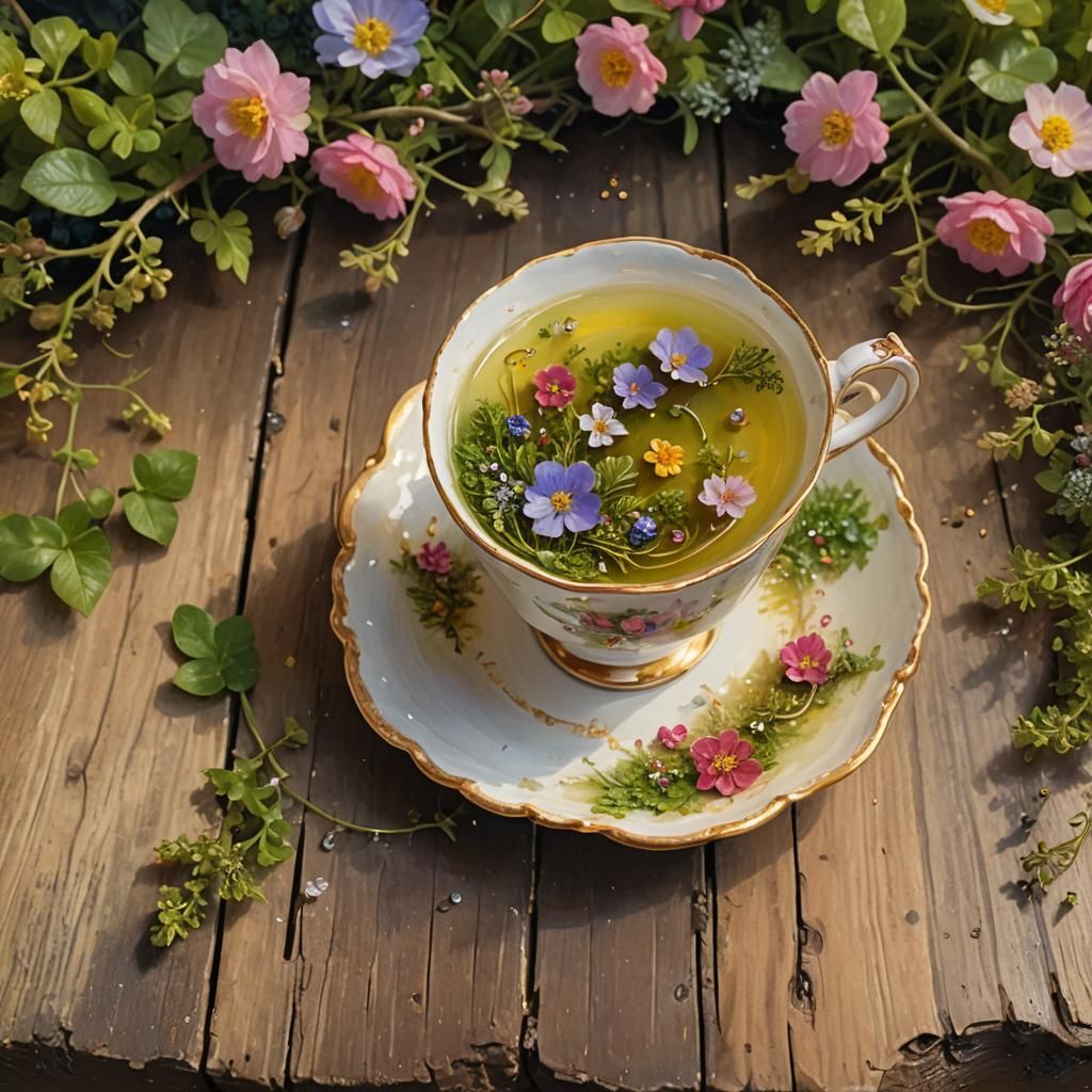 Teacup Garden in Classical Realism Style