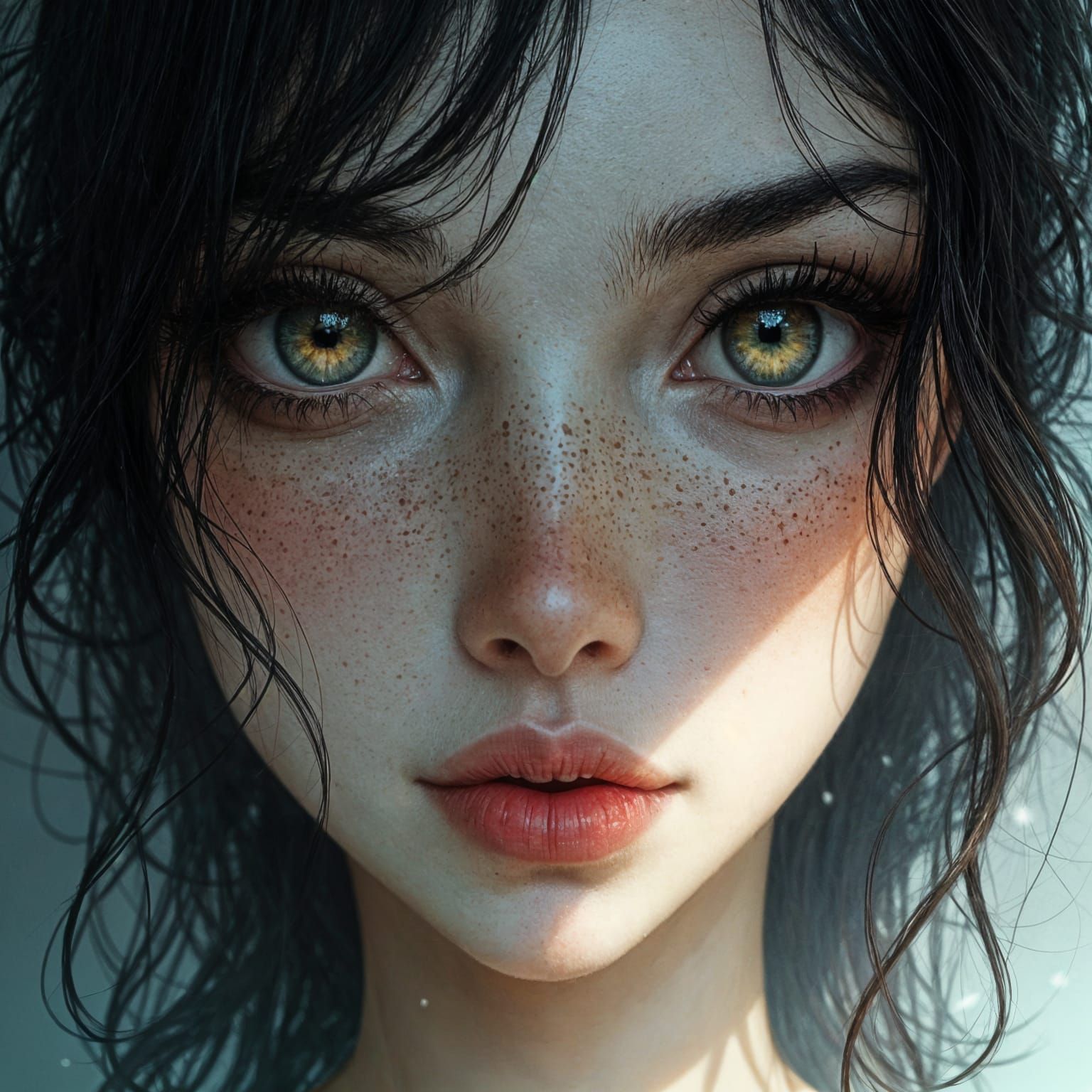 Mesmerizing Gaze with Ink Patterns and Shadows