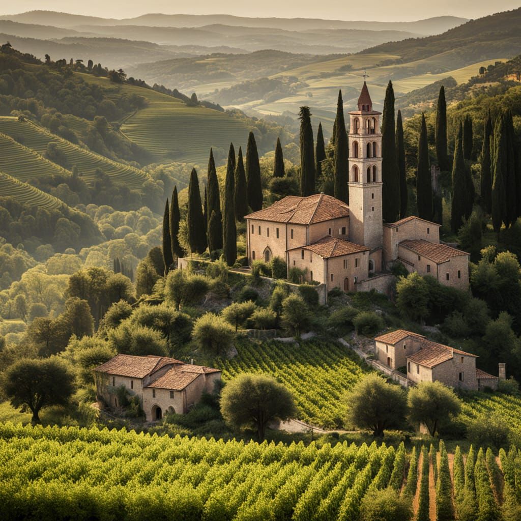 Quaint Italian Village at Golden Hour