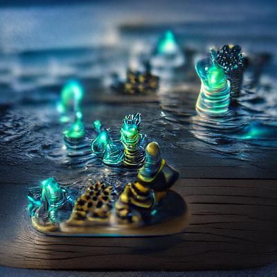 Bioluminescent Water Droplet Chess Set in 8K