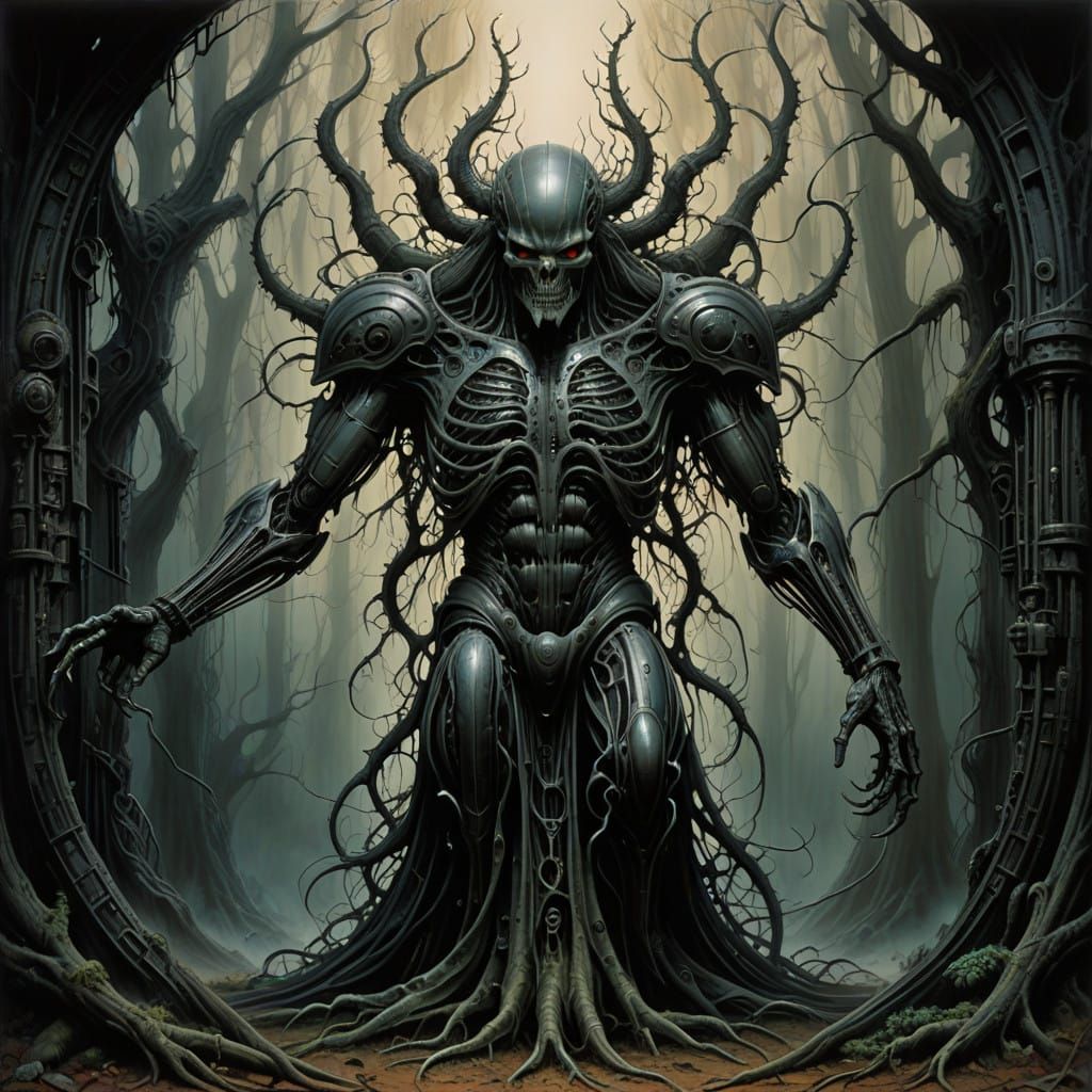 Mysterious Tree in a Misty Forest Landscape