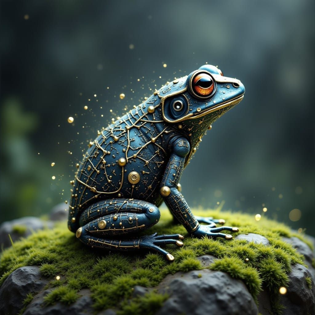 Celestial Frog Amidst Ethereal Mist