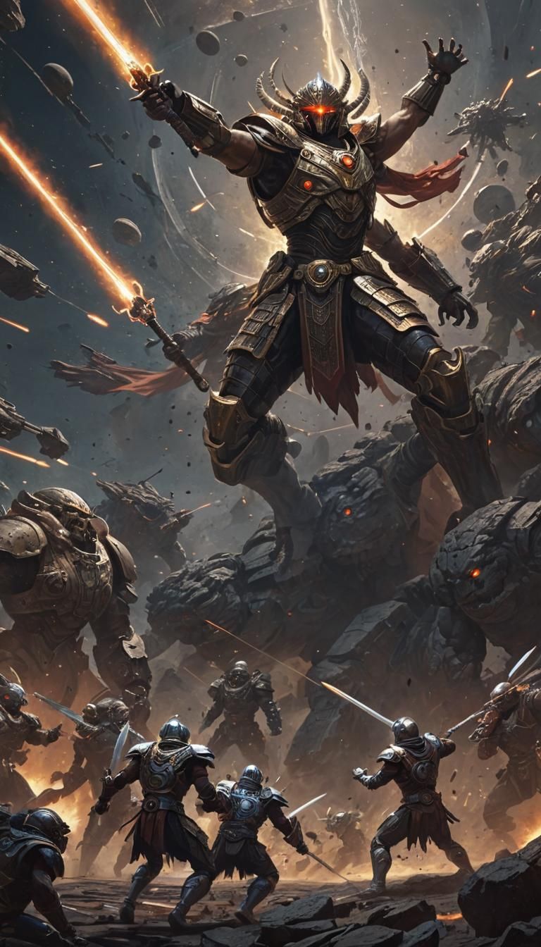 Anunnaki Warriors Clash in Cosmic Battle Arena