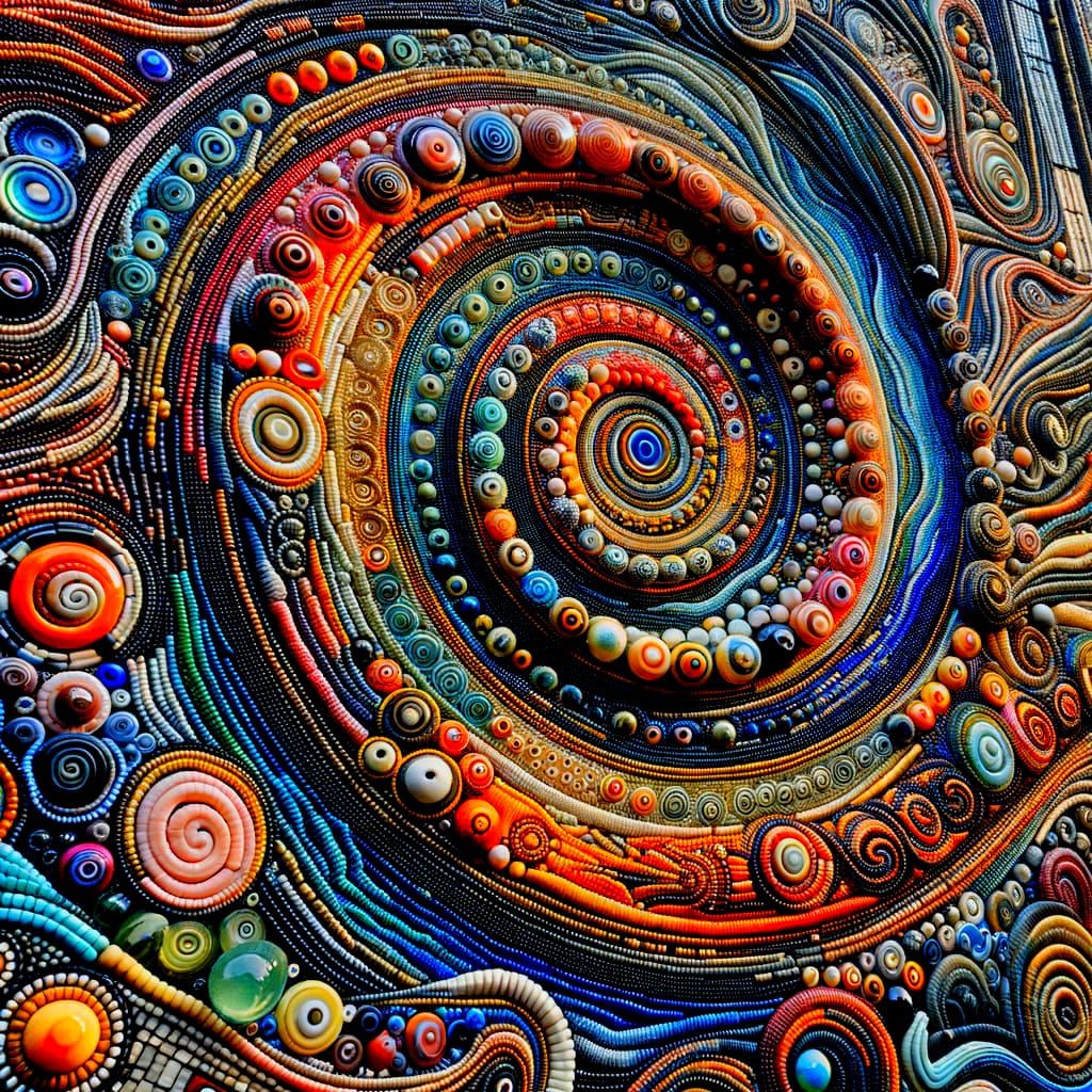 Vibrant Glass Bead Whirlpool Mosaic Mural