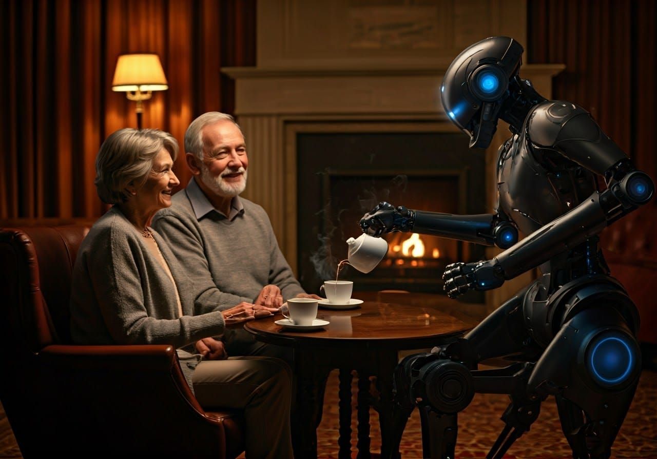Intimate Coffee Hour in Futuristic Cozy Den