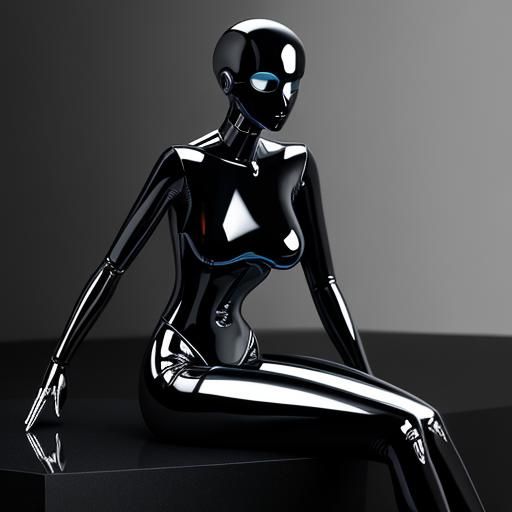 Futuristic Chrome Mannequin on Polished Base