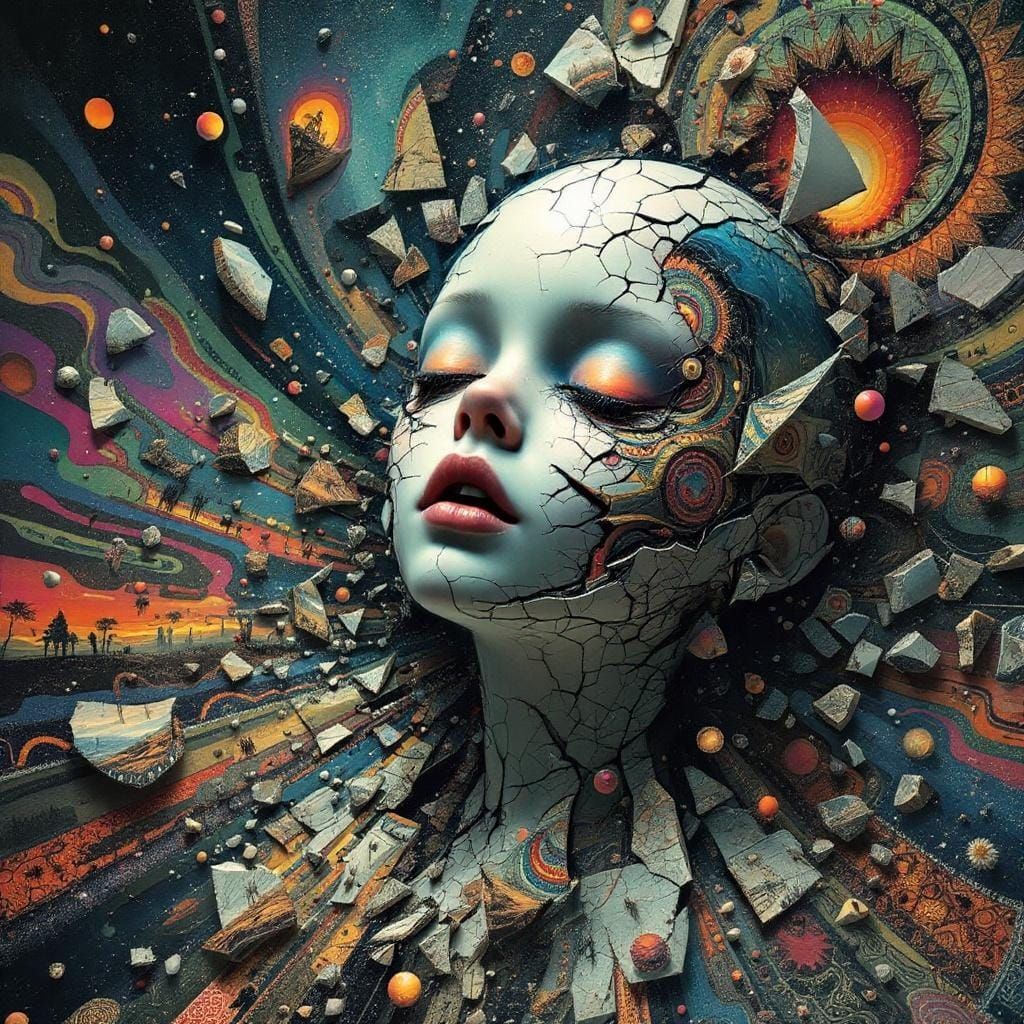 Post-Apocalyptic Doll Shards in a Swirling Dance