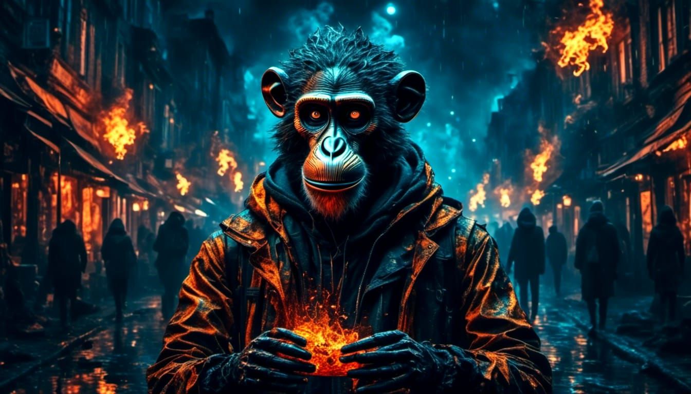 Anarchist Protestor in Stylized Street Art