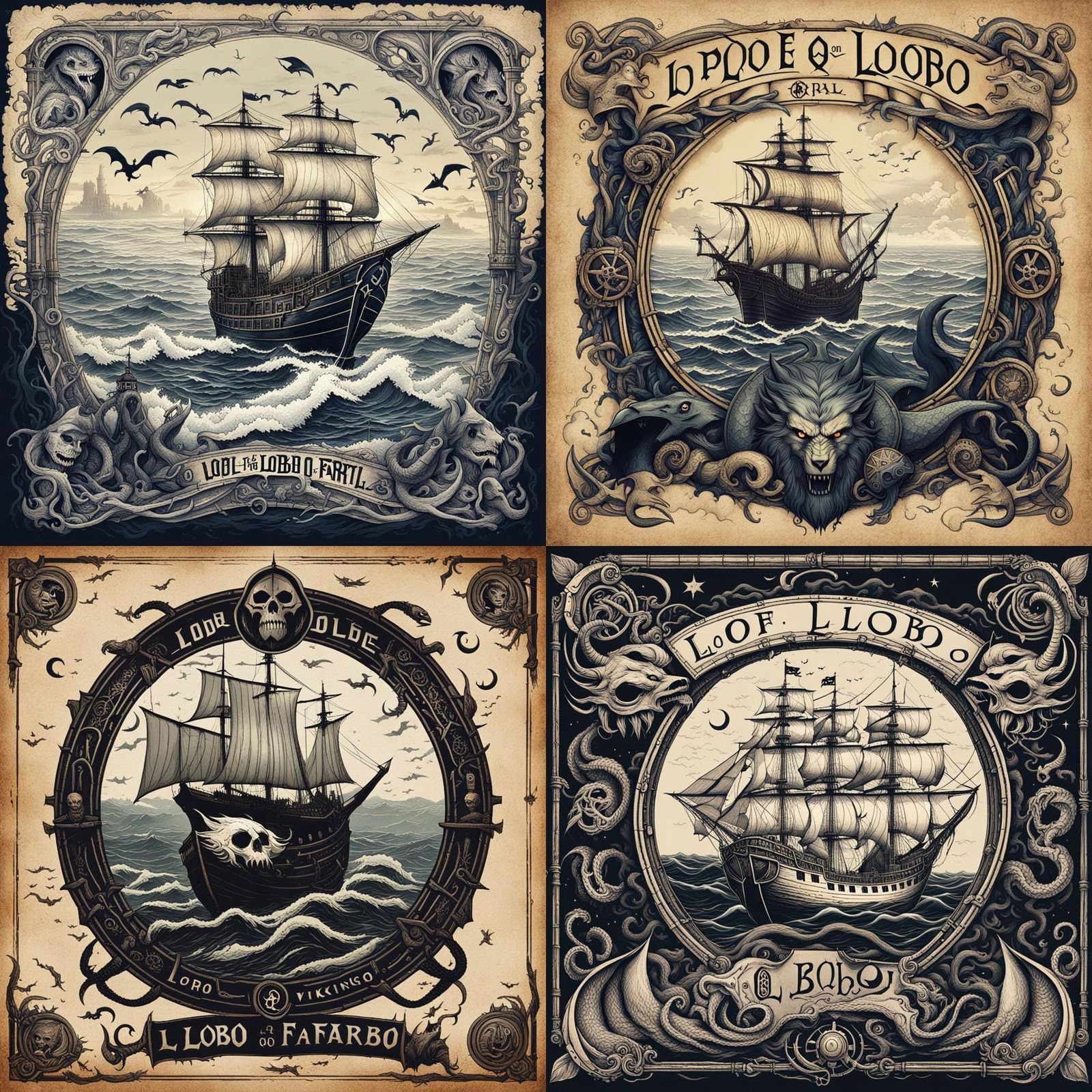 Epic CD Cover Art: Wolf, Lighthouse, and Mythical Creatures