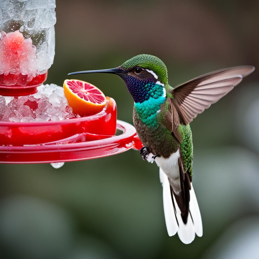 Hummingbird Frozen in Ice