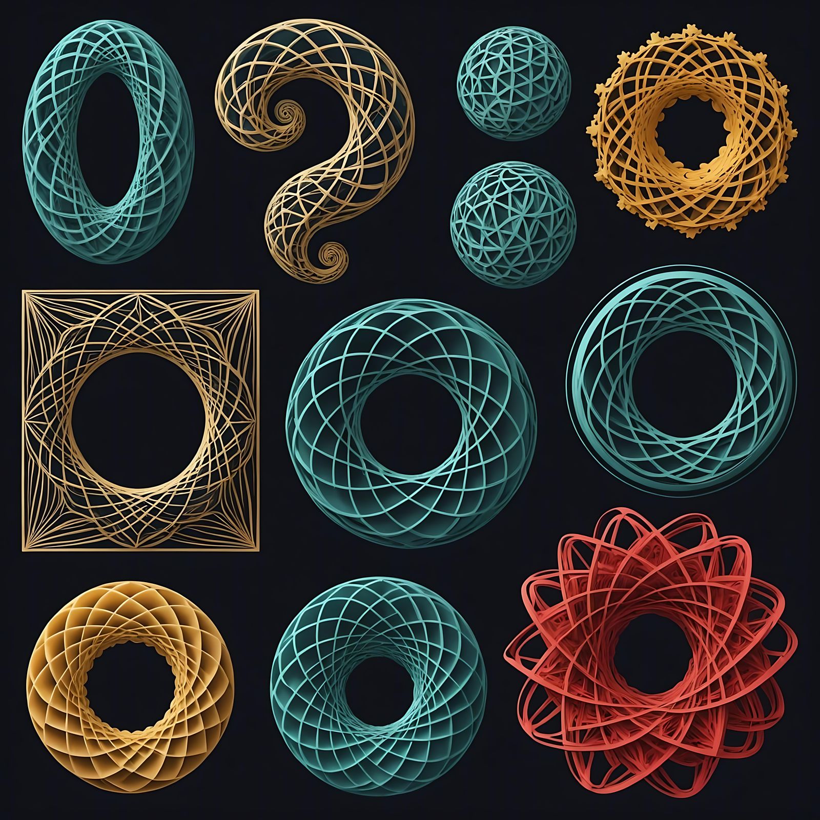 Mathematical Sets with Fractal and Zentangle Elements