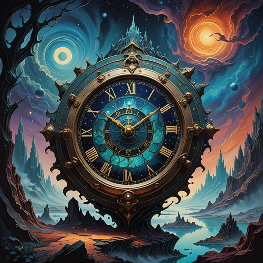 Surrealist Cosmic Fantasy in Oil on Canvas Style