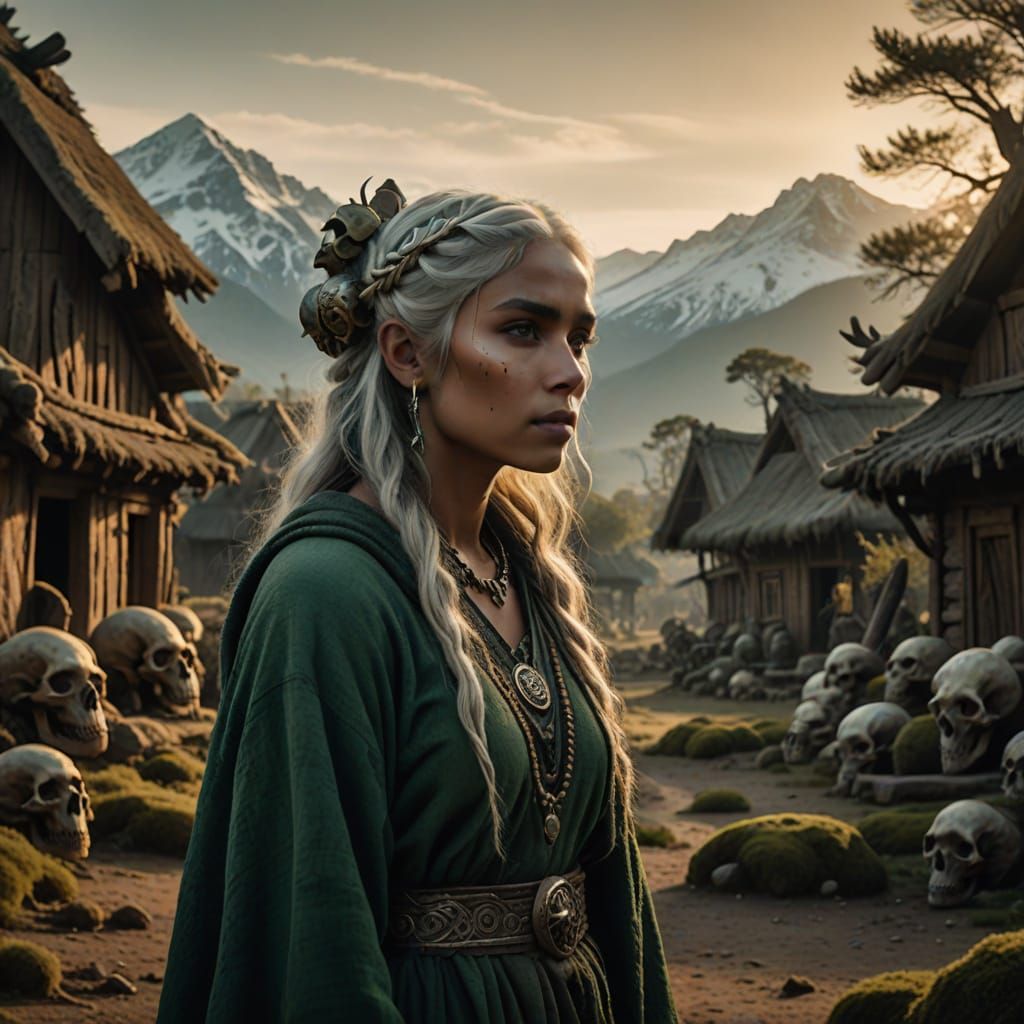 Ethereal Pre-Historic Goddess Embracing Ancient Wilderness