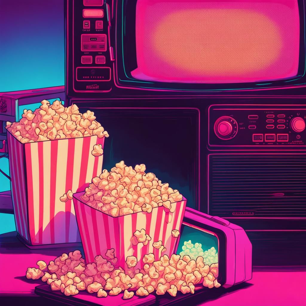 Synthwave Neon Retro Microwave Popcorn