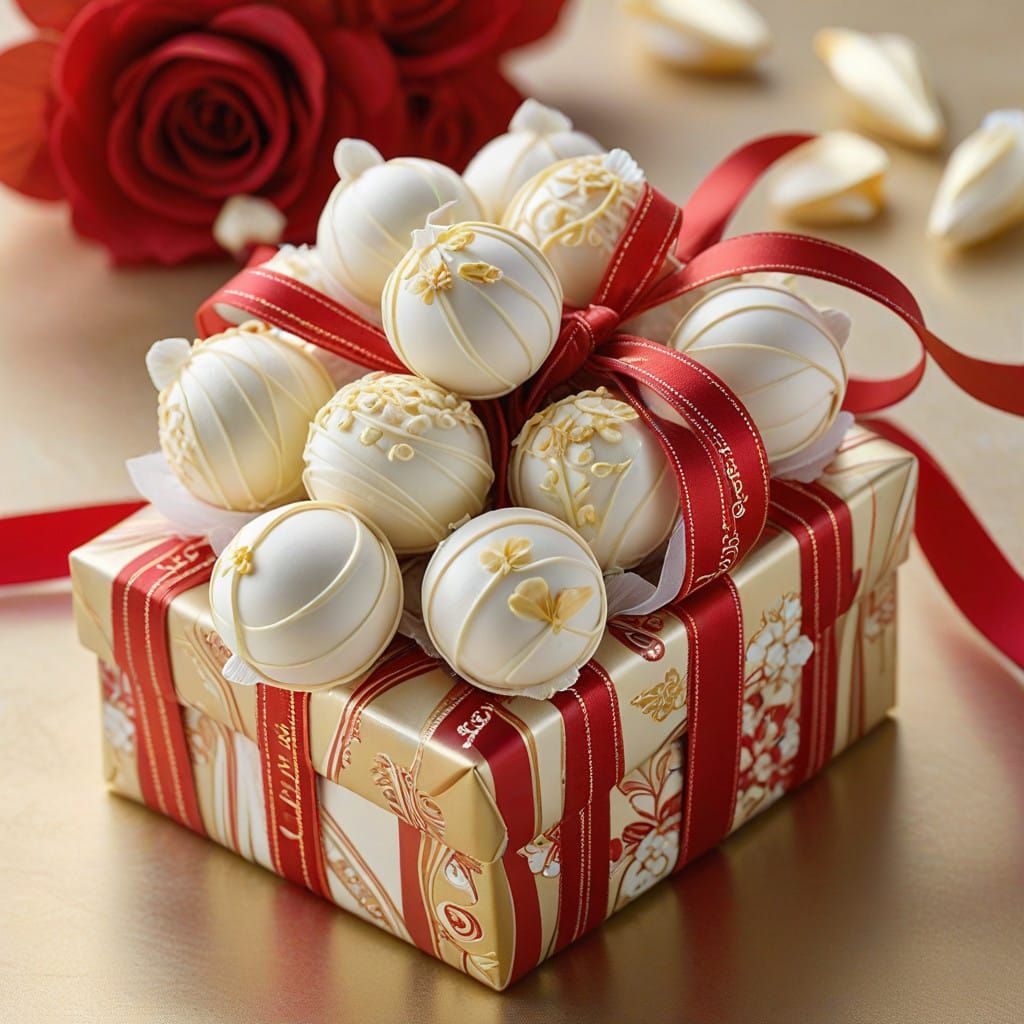 Red and White Striped Chocolate Kisses in Whimsical Bows