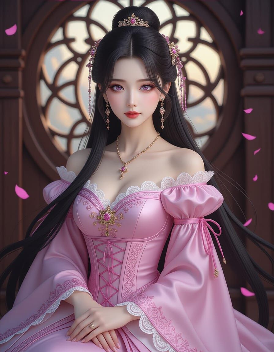 Majestic Korean Woman in Medievalcore Style