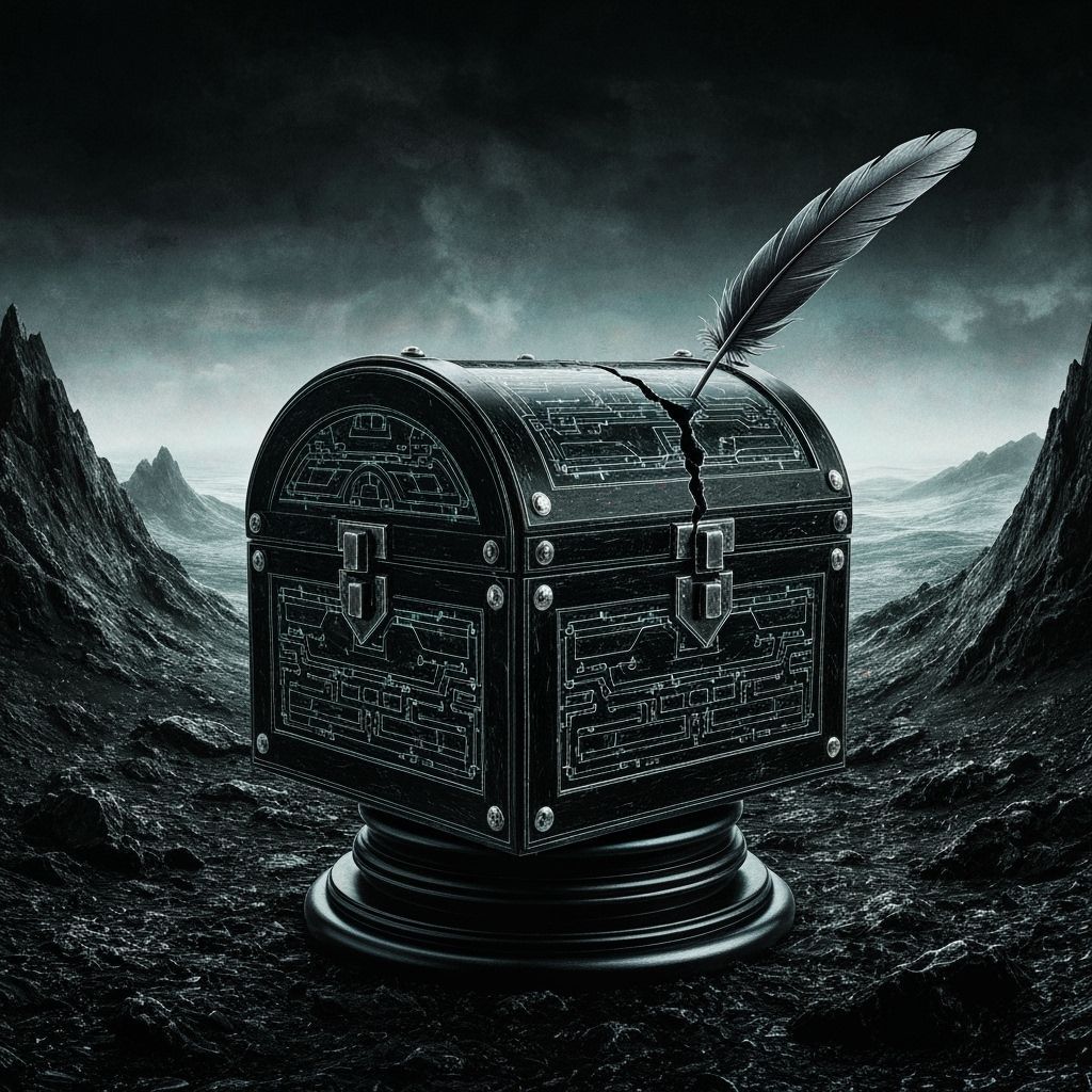 Obsidian Treasure Chest in Surreal Landscape