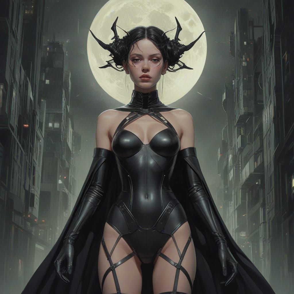 Android Bounty Hunter in Dark Cyberpunk Noir