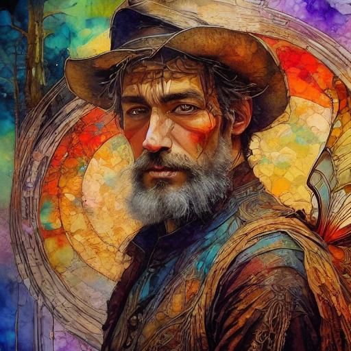 Ethereal Fairy Village in Autumn Forest, Impressionist Paint...