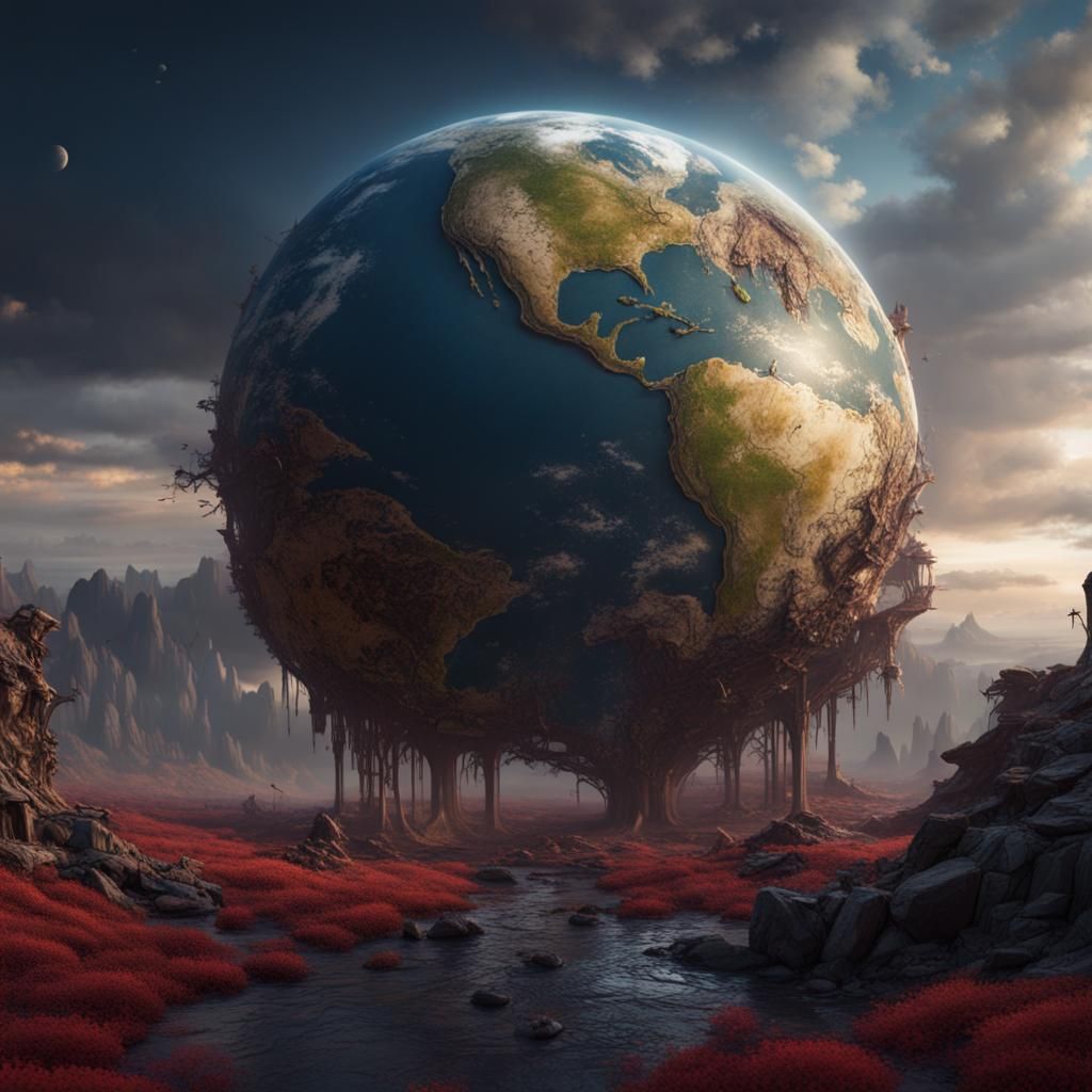 Sad Earth: Detailed Matte Painting in Deep Color