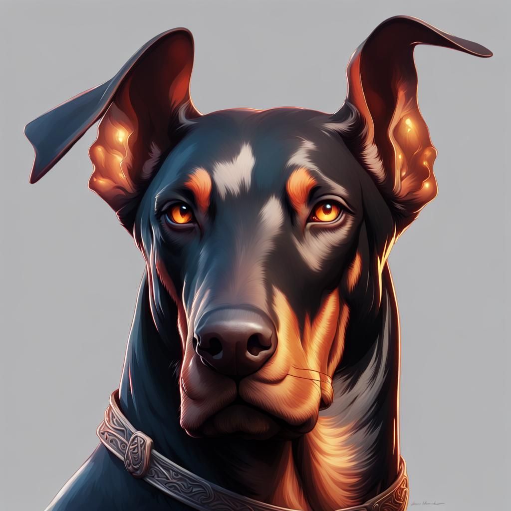 Hyperdetailed Hellhound Doberman Portrait